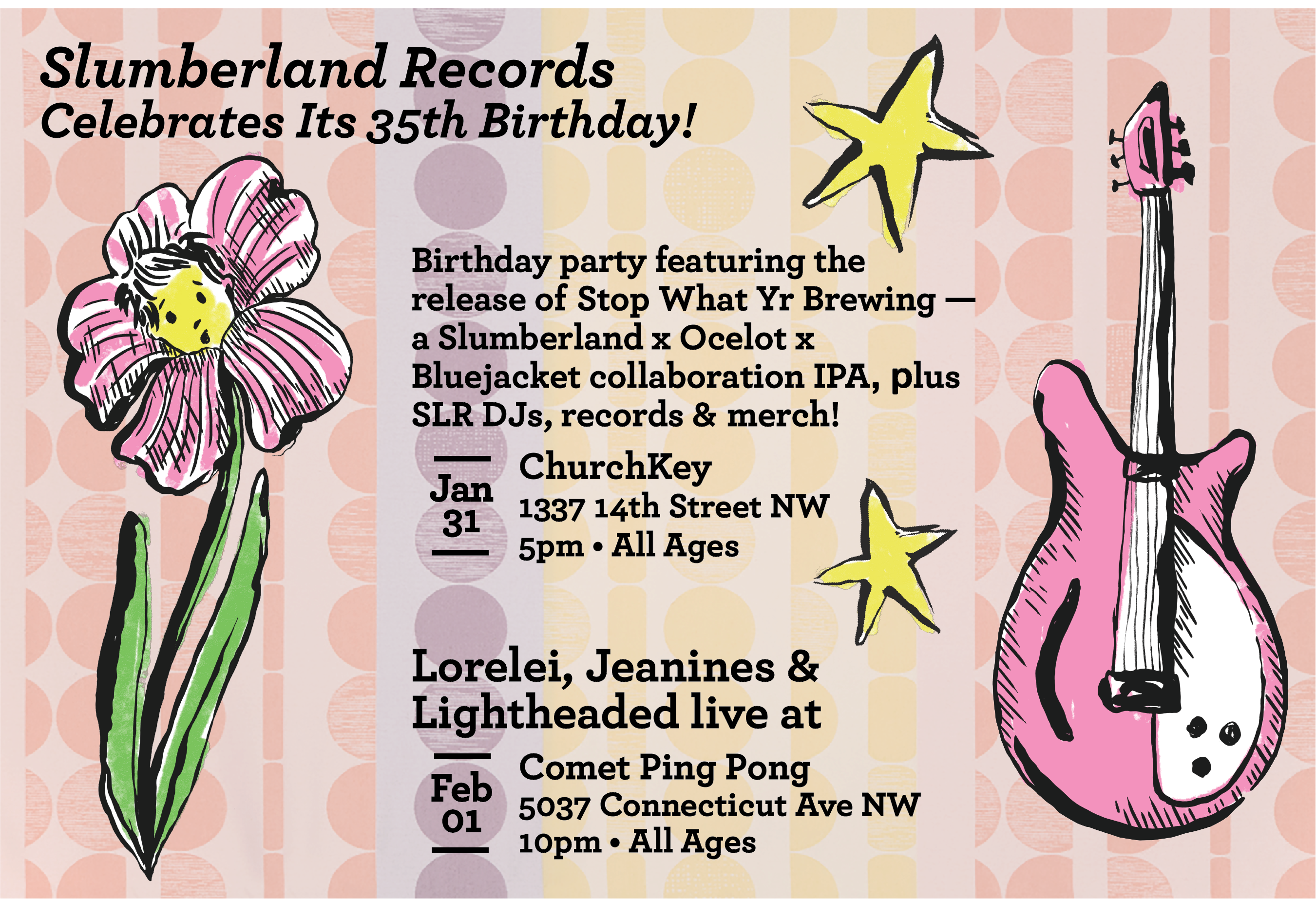 Slumberland Records Celebrates its 35th Birthday with concert & release of signature beer in DC